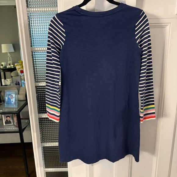 Mini Boden Navy Dress W/ Striped Pockets & Sleeves Sz 11-12 Yrs - Picture 2 of 10